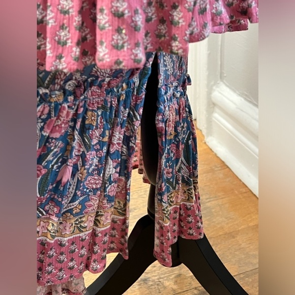 Rachel Zoe Pink Blue Multi Floral Tiered Ruffle Casual Summer Maxi Skirt Sz S-M - Picture 3 of 6